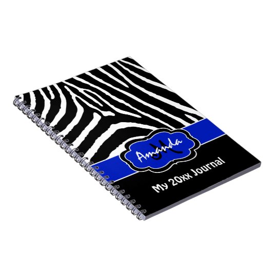 Speciaal blauw zwart-wit Zebra Stripe Journal Notitieboek (Rechterzijde)