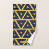 Speciaal blauwgoud geometrisch patroonontwerp handdoek (Handdoek)