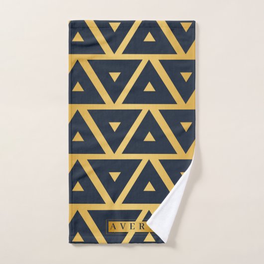 Speciaal blauwgoud geometrisch patroonontwerp handdoek (Handdoek)