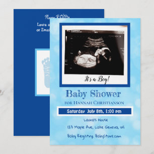 Speciaal Blue Baby Boy Ultrasound Baby shower Kaart