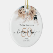 Speciaal Blue Boho Floral 50 Jubileum Keramisch Ornament (Rechts)