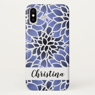 Speciaal Blue Dahlia Floral Pattern iPhone X Hoesje