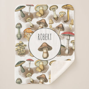 Speciaal bos paddenstoelen sherpa deken