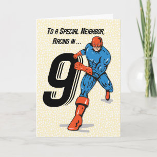 Speciaal buurland 9e verjaardag superheld kaart
