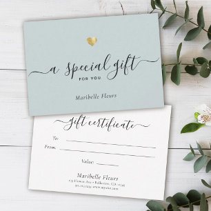 Speciaal cadeaucertificaat voor modern Script Gold