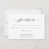 Speciaal cadeaucertificaat voor modern Script Gold (Achterkant)