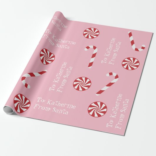 Speciaal cadeautje van Santa Kerstmis Snoep Roze Cadeaupapier (Uitgerold)