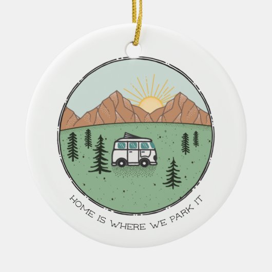 Speciaal Camper Van Buitengrenzen Trip Year Review Keramisch Ornament (Voorkant)