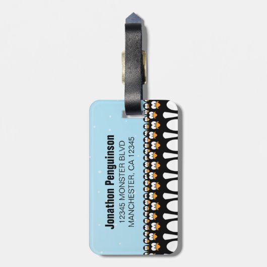 Speciaal Cartoon Penguin Army Bagagelabel (Achterkant verticaal)