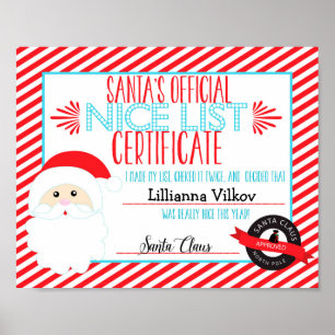 Speciaal certificaat voor de lijst Santa Claus Nic Poster