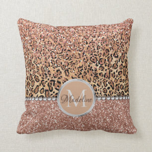 Speciaal Chic Girly Roos Gold Glitter Leopard Kussen