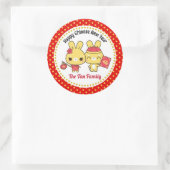 Speciaal Chinees nieuwjaar (Cute Rabbits) Ronde Sticker (Tas)