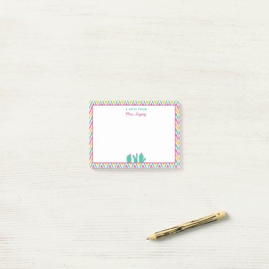 Speciaal Cute Cactus-leraar Chevron Post-it® Notes (Op bureau)