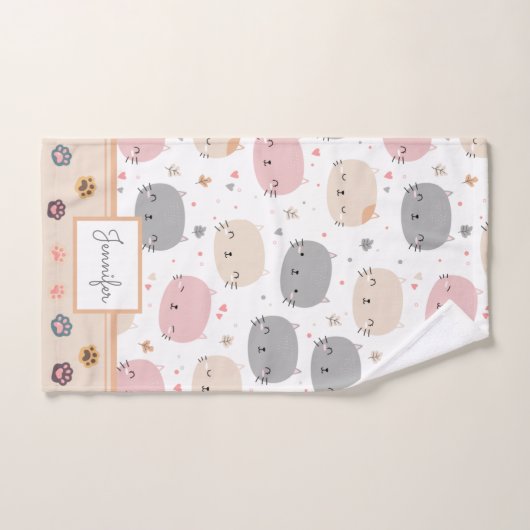Speciaal Cute Cat Seamless Pattern Kinder Bad Handdoek (Handdoek)
