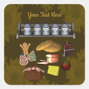 Speciaal Cute Kitchen-ontwerp Vierkante Sticker