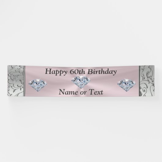 Speciaal diamant 60th Birthday Banners voor haar (Horizontaal)