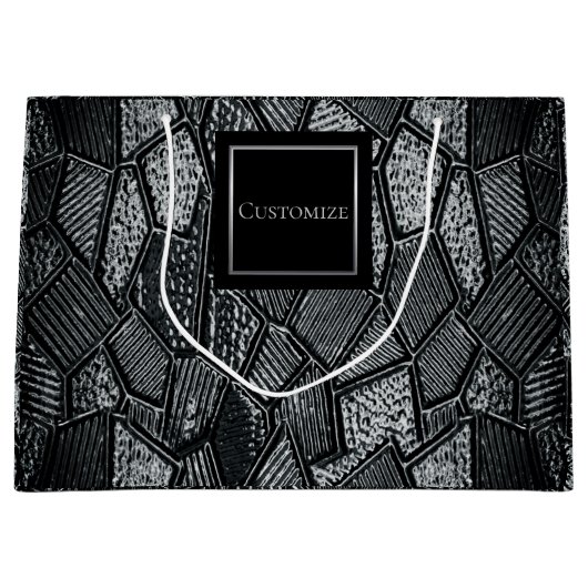 Speciaal donkergrijs mozaïekglas groot cadeauzakje (Voorkant)