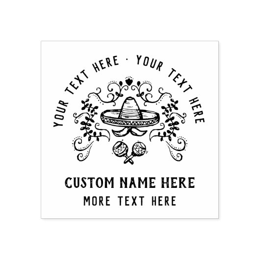 Speciaal door de hand getrokken Mexicaans  Rustic Rubberstempel (Afrduk)