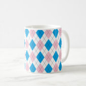 Speciaal Elegant Argyle Pattern Pink & Blue Koffiemok (Voorkant rechts)