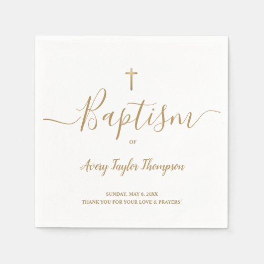 Speciaal Elegant Gold Cross Baptisme Script Servet (Voorkant)
