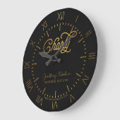 Speciaal elegant script Charly Gold Black Grote Klok (Hoek)