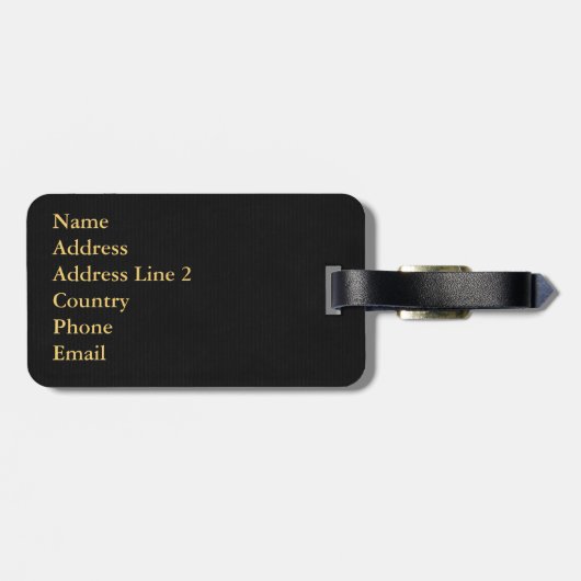 Speciaal elegant script Olivia Gold Black Bagagelabel (Achterkant horizontaal)