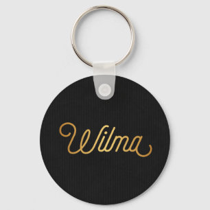 Speciaal elegant script Wilma Gold Black Sleutelhanger