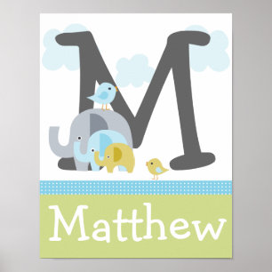 Speciaal Elephant Love Initiaal/Name Poster Art
