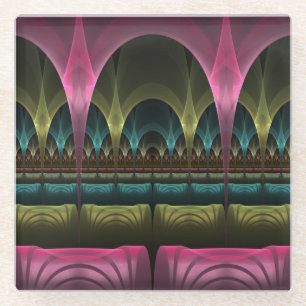 Speciaal Fantasy Patroon Abstract Kleurrijke Fract Glazen Onderzetter