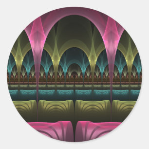 Speciaal Fantasy Patroon Abstract Kleurrijke Fract Ronde Sticker
