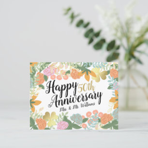 Speciaal Floral Happy 50th Jubileum voor de lente Briefkaart