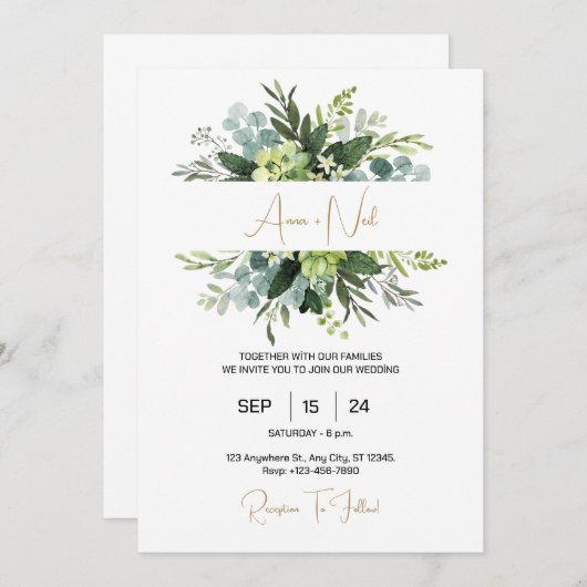 Speciaal Floral Patterned bruiloft uitnodiging (Voorkant / Achterkant)