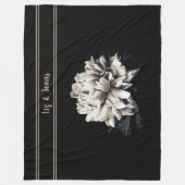 Speciaal formaat Sepia Peony Black Fleece Deken (Voorkant)