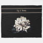 Speciaal formaat Sepia Peony Black Fleece Deken (Voorkant (Horizontaal))