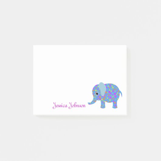 Speciaal Funny Blue Floral Elephant notitieblok Post-it® Notes (Voorkant)
