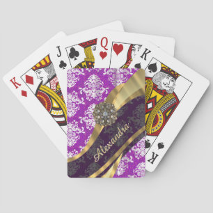 Speciaal gaffelkast-paars demaspatroon pokerkaarten