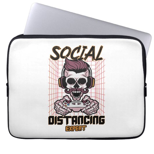 Speciaal gameontwerp met sociale afstanden laptop sleeve (Voorkant)