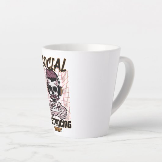 Speciaal gameontwerp met sociale afstanden latte mok (Rechterhoek)