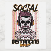 Speciaal gameontwerp met sociale afstanden wijn etiket (Enkel label)