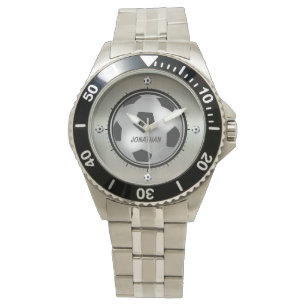 Speciaal gedrukt voetbal van metallisch zilver horloge