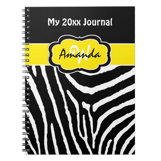 Speciaal geel zwart-wit Zebra Journal Notitieboek (Voorkant)
