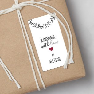 Speciaal gemaakt handgemaakt met Love Red Heart    Etiket