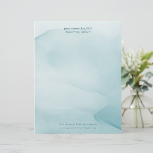 Speciaal gemaakt modern blauw inktontwerp briefhoofd (Staand voorkant)