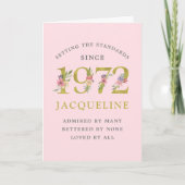 Speciaal gepersonaliseerd 50e verjaardag 1972 Roze Kaart (Voorkant)