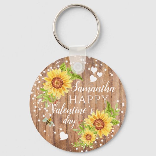 Speciaal gepersonaliseerd door Rustic Happy Valent Sleutelhanger (Voorkant)