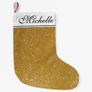 Speciaal gepersonaliseerd faux goud glitter kerstk kleine kerstsok
