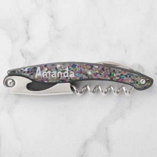 Speciaal gepersonaliseerd glitter zwart kurkentrekker