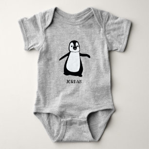 Speciaal gepersonaliseerd grijs schattig pinguïn i romper
