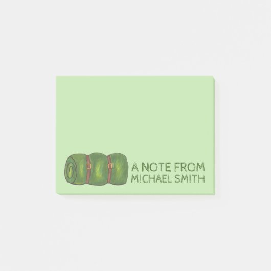 Speciaal gepersonaliseerd Groen Sleeping Bag Roll Post-it® Notes (Voorkant)
