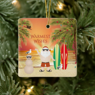 Speciaal gepersonaliseerd kerstkerstfeest met surf keramisch ornament